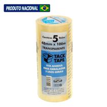 KIT 5 FITAS TACK TAPE EMPACOTAMENTO TRANSPARENTE 48mm X 100m