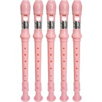 Kit 5 Flautas Doce Germânica Rosa Claro FL 20G New York