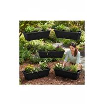 Kit 5 Floreiras Grandes 50cm Pretas Plástico Durável Kit 5 Floreiras Grandes 50cm Pretas Plástico Durável