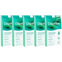 Kit 5 Folhas Prontas Depilação Corporal Aloe Vera Depilflax Cera Fria Perna Braco Axila 20un Kit 5 Folhas Prontas Depilação Corporal Aloe Vera Depilflax Cera Fria Perna Braco Axila 20un