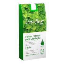 Kit 5 Folhas Prontas Facial Depilação Cera Depilflax Hortelã 120 Unid.