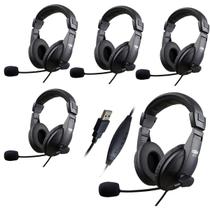 Kit 5 Fone De Ouvido Headset Usb Para Escritório Home Office