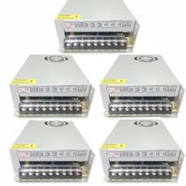 Kit 5 Fonte Chaveada 20A 12V 250W Cftv Fita Led Som Câmera