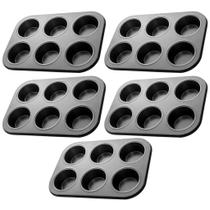 Kit 5 Forma Assadeira Cupcake Bolinhos 6 Cavidades Bolo Antiaderente Pão Queijo Mel Forminhas Empada Kit 5 Forma Assadeira Cupcake Bolinhos 6 Cavidades Bolo Antiaderente Pão Queijo Mel Forminhas Empada
