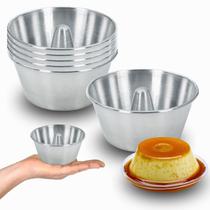 Kit 5 Forma de Bolo e Pudim Mini com Cone Alumínio Polido 12 cm