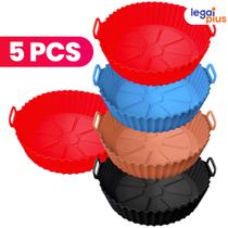 Kit 5 Forma de Silicone para Air Fryer Forno Microondas Fritadeira Assadeira Reutilizável Antiaderen