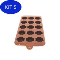 Kit 5 Forma Silicone Gelo Papinha Chocolate Bombom 15 Cavidades