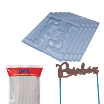 Kit 5 Forma Topo Bolo Parabéns 50 Palitos N28 Grande Cristal Kit 5 Forma Topo Bolo Parabéns 50 Palitos N28 Grande Cristal