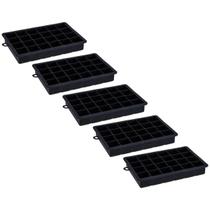 Kit 5 Formas De Gelo Silicone 24 Cubos Preto Weck Maleável Bar Restaurantes
