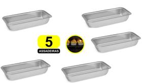 Kit 5 Formas N 2 Assadeiras Pão Caseiro Gelo E Bolo Inglês Alumínio Polido Certificado IF 35