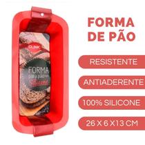 Kit 5 Formas Pão Retângulo c/ Textura Silicone 21cm Vermelho