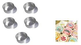 Kit 5 Formas Para Bolo Bentô Cake Fundo Falso / Removível