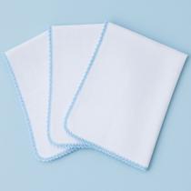 Kit 5 Fralda de Boca Malha Dupla 100% algodão CrochÊ Azul Bebê