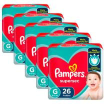 Kit 5 Fralda Descartavel Pampers Supersec Pacotão G - 130 Unidades