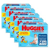 Kit 5 Fralda Huggies Tripla Proteção Hiper M - 460 Tiras