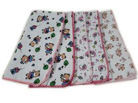 Kit 5 Fralda Quadriculada Estampada Menina 70X70Cm Crochê