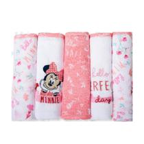Kit 5 Fraldas Bordadas C/ Bainha 70x65 - Minnie Kit 5 Fraldas Bordadas C/ Bainha 70x65 - Minnie