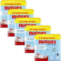 Kit 5 Fraldas Huggies Tripla Proteção Meguinha P - 190 Tiras