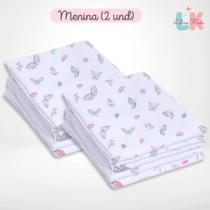 Kit 5 Fraldas Luxo Estampada com Bainha Tecido Duplo 70x67cm 100% algodão