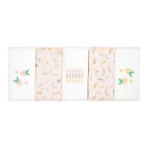 Kit 5 Fraldas Papi 70x68cm Bordada e Estampada Tulipa Rosa