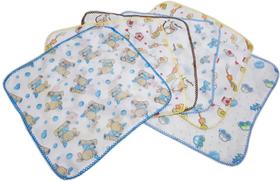 kit 5 Fraldinha De Boca Para Bebe Estampada 33x33cm Com Crochê kit 5 Fraldinha De Boca Para Bebe Estampada 33x33cm Com Crochê