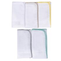 Kit 5 Fraldinha Pano de Boca Bebe C/ Croche Enxoval 100% Algodão 32CMX32CM Pinte e Borde
