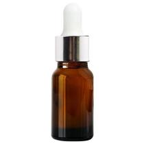 Kit 5 Frasco Conta Gotas Ambar 30Ml Tampa Prata Bulbo Branco