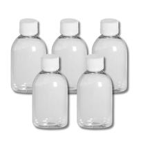 Kit 5 Frasco Plástico Pet Cristal 100ml + Tampa Lacre R24 - Eonstore Kit 5 Frasco Plástico Pet Cristal 100ml + Tampa Lacre R24 - Eonstore