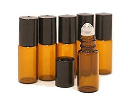 Kit 5 Frascos 5ml Vidro Âmbar Roll On Esfera Metal Com Tampa
