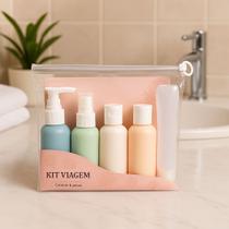 Kit 5 Frascos de Viagem Multiuso + Estojo Transparente Kit 5 Frascos de Viagem Multiuso + Estojo Transparente