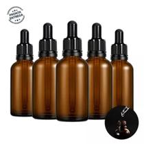 Kit 5 Frascos de vidro Vazio Cor Âmbar 30ml com conta gota Aromatizante e Perfume óleos essências