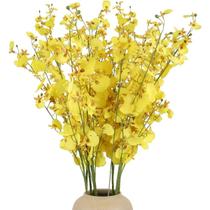 Kit 5 Galhos Ramos Flores Orquídeas Chuva de Ouro Artificiais