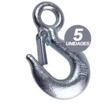 Kit 5 Gancho Forjado Olhal com Trava de Segurança Galvanizado 750kg Kit 5 Gancho Forjado Olhal com Trava de Segurança Galvanizado 750kg