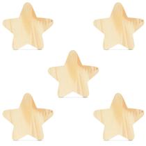 Kit 5 Ganchos Cabideiro de Madeira Pinus Pendurador Parede Formato Estrela Decorativo