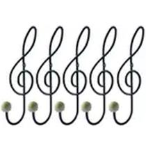 Kit 5 Ganchos Cabideiros Aço Preto Cifra Música 28cm Suportes de Parede Pendurar Roupas Bolsas