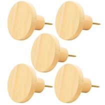 Kit 5 Ganchos de Madeira Pendurador de Parede Redondo Decorativo Bolsas Roupas