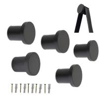 Kit 5 Ganchos Parede Pendurador Redondo Resistente Preto