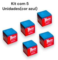 Kit 5 Giz de Sinuca Master Azul Snooker