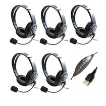 Kit 5 Headset Usb Voip Com Cancelador De Ruído Agem Ahx300