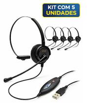 Kit 5 Headsets USB Zox DH-60 com Cancelamento de Ruído, Controle de Volume e Mute Profissional para Call Center e VoIP Kit 5 Headsets USB Zox DH-60 com Cancelamento de Ruído, Controle de Volume e Mute Profissional para Call Center e VoIP