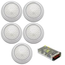 Kit 5 Hiper Led 15W Inox Azul Frente Baixa e Fonte 10A Kit 5 Hiper Led 15W Inox Azul Frente Baixa e Fonte 10A