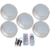 Kit 5 Hiper LED Piscina 9W RGB Policarbonato Alvenaria