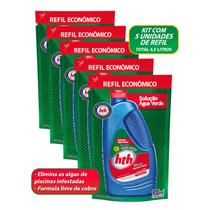 Kit 5 Hth Algicida de Choque Solução Água Verde Elimina Algas Para Piscinas Refil 900ml
