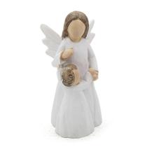 Kit 5 Imagens Anjo Da Guarda Branco Com Menina Resina 6,5 Cm - Amém Decoração Religiosa