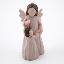 Kit 5 Imagens Anjo da Guarda com Menina Resina 6,5 cm - Amém Decoração Religiosa