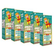 Kit 5 ImuniTrix Infantil Vitaminas C D Zinco 5x30ml Morango Flora Nativa