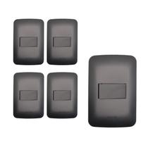 Kit 5 Interruptor 4x2 Placa Preto Black Fosco Canoa Romazi
