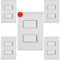 Kit 5 Interruptor Duplo 2 Teclas Liz Branco Tramontina Kit 5 Interruptor Duplo 2 Teclas Liz Branco Tramontina