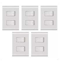 Kit 5 Interruptor Duplo Simples 10A Liz Branco Tramontina