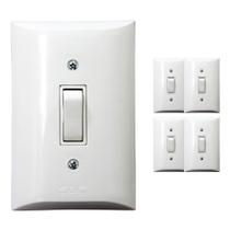 Kit 5 Interruptor Simples 1 Tecla 10A Branco Com Placa Espelho Bivolt 127v e 250v Kit 5 Interruptor Simples 1 Tecla 10A Branco Com Placa Espelho Bivolt 127v e 250v